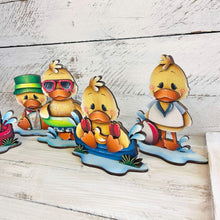Load image into Gallery viewer, Summer Duck Standing File SVG, Umbrella, Swimming, Pool, Beach, Scubba, Glasses, Cute, Pet, Farm Tiered Tray Glowforge, LuckyHeartDesignsCo