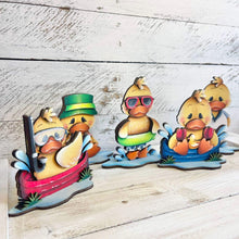 Load image into Gallery viewer, Summer Duck Standing File SVG, Umbrella, Swimming, Pool, Beach, Scubba, Glasses, Cute, Pet, Farm Tiered Tray Glowforge, LuckyHeartDesignsCo