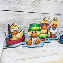 Load image into Gallery viewer, Summer Duck Standing File SVG, Umbrella, Swimming, Pool, Beach, Scubba, Glasses, Cute, Pet, Farm Tiered Tray Glowforge, LuckyHeartDesignsCo
