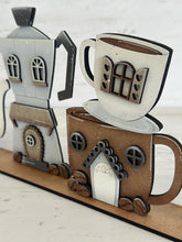 Load image into Gallery viewer, Coffee Standing House File SVG, Glowforge, Bundle Coffee Mug, Pot, Cups, Door Hanger, LuckyHeartDesignsCo