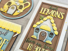 Load image into Gallery viewer, Lemon House Sign Set File SVG, Glowforge, Farm, Summer, Spring, Fruit, Lemonade, LuckyHeartDesignsCo