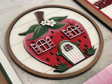 Load image into Gallery viewer, Strawberry House Sign Set File SVG, Glowforge, Summer, Farm, Spring, Fruit, Cupcake, LuckyHeartDesignsCo
