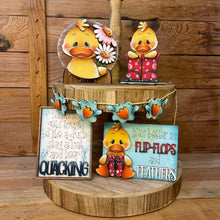 Load image into Gallery viewer, Duck Quick and Easy Tiered Tray File SVG, LuckyHeartDesignsCo, Glowforge, Spring, Summer, Daisy, Rain boots, Flip Flops, Tier Tray Summer