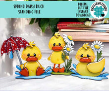 Load image into Gallery viewer, Spring Daisy Duck Standing File SVG, Umbrella, Swimming, Flower, Cute, Pet, Farm Tiered Tray Glowforge, LuckyHeartDesignsCo