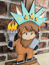 Load image into Gallery viewer, Highland Statue Of Liberty July for the Birdhouse Interchangeable File SVG, Glowforge, USA Cow, America, Fourth of July, LuckyHeartDesignsCo