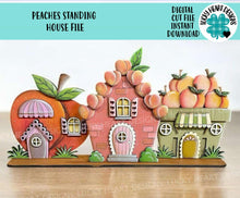 Load image into Gallery viewer, Peaches Standing Houses File SVG, Glowforge, Summer, Spring, Fruit, Farm, Lemonade, LuckyHeartDesignsCo