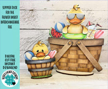 Load image into Gallery viewer, Summer Duck For The Flower Basket Interchangeable File SVG, TINY, Lemonade, Beach Ball Swim Pool Tiered Tray, Glowforge, LuckyHeartDesignsCo