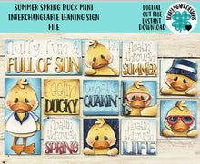 Load image into Gallery viewer, Summer Spring Duck MINI Interchangeable Leaning Sign File SVG, Farm, Beach, Pool, Sunglasses, Tiered Tray Glowforge, LuckyHeartDesignsCo