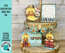 Load image into Gallery viewer, Duck Quick and Easy Tiered Tray File SVG, LuckyHeartDesignsCo, Glowforge, Spring, Summer, Daisy, Rain boots, Flip Flops, Tier Tray Summer