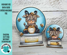 Load image into Gallery viewer, Highland Bee Snow Globe Interchangeable File SVG, TINY, Glowforge, Summer, Farm, Honey, Cow, Tiered Tray LuckyHeartDesignsCo
