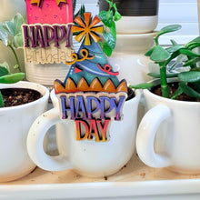 Load image into Gallery viewer, Birthday Mug Hugger Bundle File SVG, Glowforge, Balloon, Cake, Candle, Hat, Celebrate, Tiered Tray, Plant Topper, Gift, LuckyHeartDesignsCo