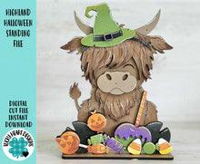 Load image into Gallery viewer, Halloween Highland Candy File SVG, Pumpkin, Witch, Jack-o-lantern, Farm, Tiered Tray Glowforge, LuckyHeartDesignsCo