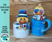 Load image into Gallery viewer, Duck Fourth Of July Mug Hugger File SVG, Glowforge USA, America, Firework, Tiered Tray, Tray Decor, Plant Topper, Gift, LuckyHeartDesignsCo