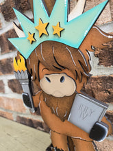 Load image into Gallery viewer, Highland Statue Of Liberty July for the Birdhouse Interchangeable File SVG, Glowforge, USA Cow, America, Fourth of July, LuckyHeartDesignsCo