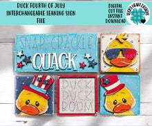 Load image into Gallery viewer, Duck Fourth Of July MINI Interchangeable Leaning Sign File SVG, USA, Firework, Uncle Sam, America Tiered Tray Glowforge, LuckyHeartDesignsCo