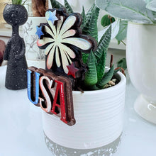 Load image into Gallery viewer, July Fourth Mug Hugger Bundle File SVG, Glowforge, USA, America, Flag, Firework, Tiered Tray, Plant Topper, Gift, LuckyHeartDesignsCo