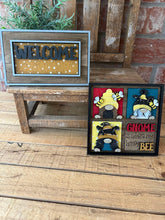Load image into Gallery viewer, Gnome Bee MINI Interchangeable Leaning Sign File SVG, Summer, Bumble, Honey, Tiered Tray Glowforge, LuckyHeartDesignsCo