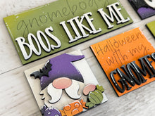 Load image into Gallery viewer, Gnome Halloween Witch MINI Interchangeable Leaning Sign File SVG, Pumpkin, Devil, Halloween Tiered Tray Glowforge, LuckyHeartDesignsCo