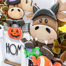 Load image into Gallery viewer, Halloween Moose Mug Hugger File SVG, Glowforge Tiered Tray, Decor Holiday Jack o lantern Plant Hugger Trick or Treat, LuckyHeartDesignsCo