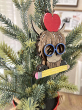 Load image into Gallery viewer, Highland Teacher Apple Christmas Ornament File SVG, Glowforge, Farm, School, Pencil, Classroom, Gift, Present, LuckyHeartDesignsCo