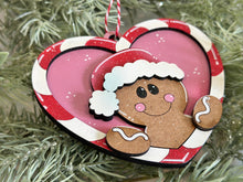 Load image into Gallery viewer, Candy Cane Heart Gingerbread Man Christmas Ornament Friends File SVG, Craft, Kids, Santa, Glowforge, LuckyHeartDesignsCo