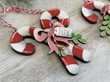 Load image into Gallery viewer, Candy Cane Christmas Ornament File SVG, Craft, Kids, Santa, Glowforge, LuckyHeartDesignsCo
