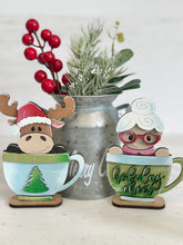 Load image into Gallery viewer, Mug Friends Standing Christmas File SVG, Countdown, Glowforge Santa, Rudolph, Elf, Moose, Reindeer, Snowman, Holiday, LuckyHeartDesignsCo
