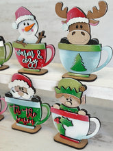 Load image into Gallery viewer, Mug Friends Standing Christmas File SVG, Countdown, Glowforge Santa, Rudolph, Elf, Moose, Reindeer, Snowman, Holiday, LuckyHeartDesignsCo