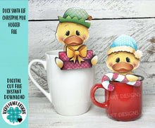 Load image into Gallery viewer, Duck Santa Elf Mug Hugger File SVG, Glowforge Tiered Tray, Reindeer, Farm, RudolphTray Decor, Holiday, Topper, LuckyHeartDesignsCo