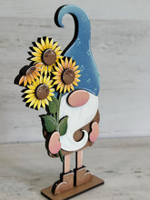Load image into Gallery viewer, Sunflower Bouquet Gnome File SVG, Fall Summer Flower, Tiered Tray Holiday Decor, Glowforge, LuckyHeartDesignsCo