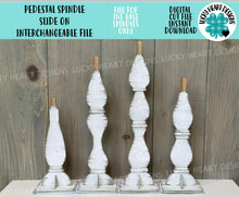 Load image into Gallery viewer, Pedestal Spindle Slide On Interchangeable File SVG, Pedestals Only Frame Display Inserts Christmas Fall Decor Glowforge, LuckyHeartDesignsCo