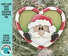 Load image into Gallery viewer, Candy Cane Heart Santa Christmas Ornament Friends File SVG, Craft, Kids, Santa, Rudolph, Reindeer, Glowforge, LuckyHeartDesignsCo