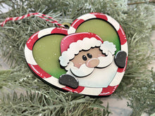 Load image into Gallery viewer, Candy Cane Heart Santa Christmas Ornament Friends File SVG, Craft, Kids, Santa, Rudolph, Reindeer, Glowforge, LuckyHeartDesignsCo