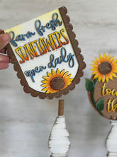 Load image into Gallery viewer, Sunflower Pedestal Spindle Slide On Seasonal Set Interchangeable File SVG, Home Sign, Fall Summer, Decor Glowforge, LuckyHeartDesignsCo