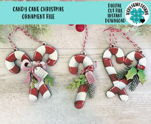 Load image into Gallery viewer, Candy Cane Christmas Ornament File SVG, Craft, Kids, Santa, Glowforge, LuckyHeartDesignsCo
