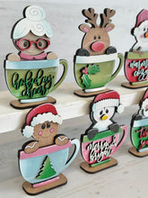Load image into Gallery viewer, Mug Friends Standing Christmas File SVG, Countdown, Glowforge Santa, Rudolph, Elf, Moose, Reindeer, Snowman, Holiday, LuckyHeartDesignsCo