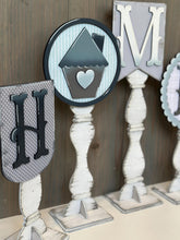 Load image into Gallery viewer, Pedestal Spindle Home Slide On Interchangeable File SVG, Signs Only Frame Display Christmas Fall Decor Glowforge, LuckyHeartDesignsCo