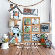 Load image into Gallery viewer, Dinosaur Halloween for the Birdhouse Interchangeable File SVG, Glowforge, Fall Trick or Treat, Seasonal, Holiday Shapes, LuckyHeartDesignsCo