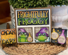 Load image into Gallery viewer, Frog Witch Halloween MINI Interchangeable Leaning Sign File SVG, Witch, Potion, Candy, Halloween Tiered Tray Glowforge, LuckyHeartDesignsCo