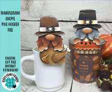 Load image into Gallery viewer, Thanksgiving Gnome Mug Hugger File SVG, Glowforge Tiered Tray, Fall, Tray Decor, Pumpkin, Pie, Turkey, Topper, LuckyHeartDesignsCo