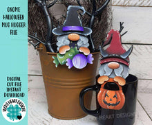 Load image into Gallery viewer, Gnome Halloween Mug Hugger File SVG, Glowforge Tiered Tray, Decor Holiday Jack o lantern Plant Hugger Trick or Treat, LuckyHeartDesignsCo