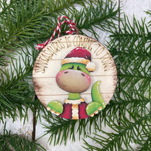 Load image into Gallery viewer, Christmas Dinosaur Ornament File SVG, Glowforge, T-rex, Triceratops, Brachiosaurus, Santa, Elf, Dino, LuckyHeartDesignsCo