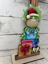 Load image into Gallery viewer, Christmas Dinosaur Birdhouse Interchangeable File SVG, Presents Triceratops, Santa, Holiday Shapes, Glowforge, Laser, LuckyHeartDesignsCo