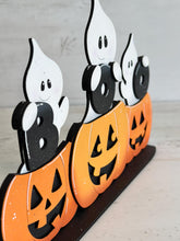 Load image into Gallery viewer, Cute Halloween Ghost Boo Pumpkin Standing File SVG, Jack-o-lantern, Trick Or Treat Tiered Tray Glowforge, LuckyHeartDesignsCo