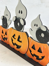 Load image into Gallery viewer, Cute Halloween Ghost Boo Pumpkin Standing File SVG, Jack-o-lantern, Trick Or Treat Tiered Tray Glowforge, LuckyHeartDesignsCo