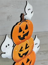 Load image into Gallery viewer, Cute Halloween Ghost Stacking Pumpkin Standing File SVG, Jack-o-lantern, Trick Or Treat Tiered Tray Glowforge, LuckyHeartDesignsCo