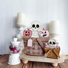 Load image into Gallery viewer, Cute Skeleton For The Flower Basket Interchangeable File SVG, TINY, Halloween, Skull Jack-O-Lantern Pumpkins, Glowforge, LuckyHeartDesignsCo