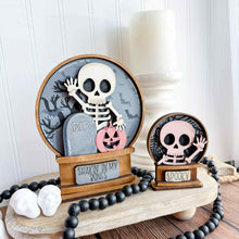 Load image into Gallery viewer, Cute Skeleton Snow Globe Interchangeable File SVG, TINY Glowforge, Halloween, Skull Pumpkin, Trick Or Treat, Tiered Tray LuckyHeartDesignsCo