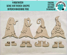 Load image into Gallery viewer, Halloween Long Hat Porch Interchangeable File SVG, ADD ON, Holiday, Seasonal, Witch Bat Skull, Fall, Glowforge, LuckyHeartDesignsCo