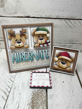 Load image into Gallery viewer, Bear Christmas MINI Interchangeable Leaning Sign File SVG, Rudolph, Santa, Elf, Tiered Tray Glowforge, LuckyHeartDesignsCo